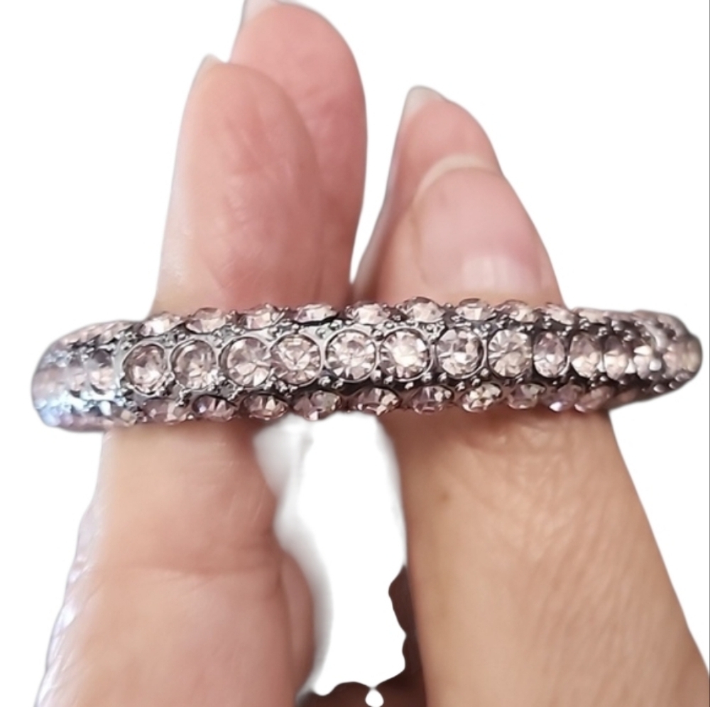 Silvertone Pink Rhinestone Stretch Bracelet